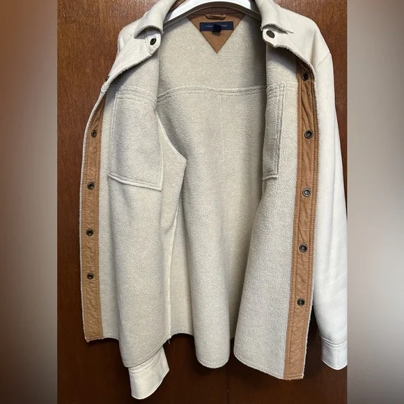 Tommy Hilfiger Shirt Jacket Mens Small Coat Faux Suede Fleece Lined - Picture 3 of 7